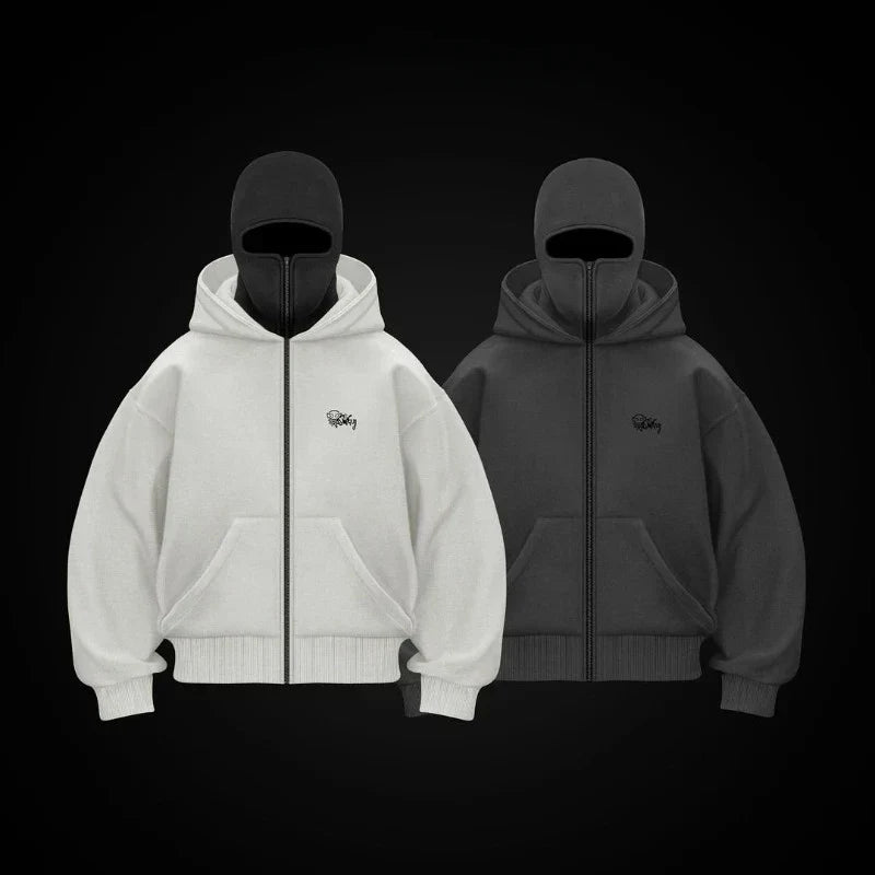Trends Double layer hooded sweatshirt Mask Hoodie