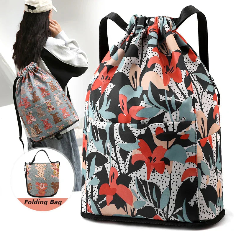 Drawstring Foldable Large Capacity Dry-wet Separation Travel Sports Backpack