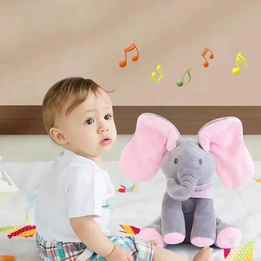 Cute Hide and Seek Elephant Plush Doll with Music