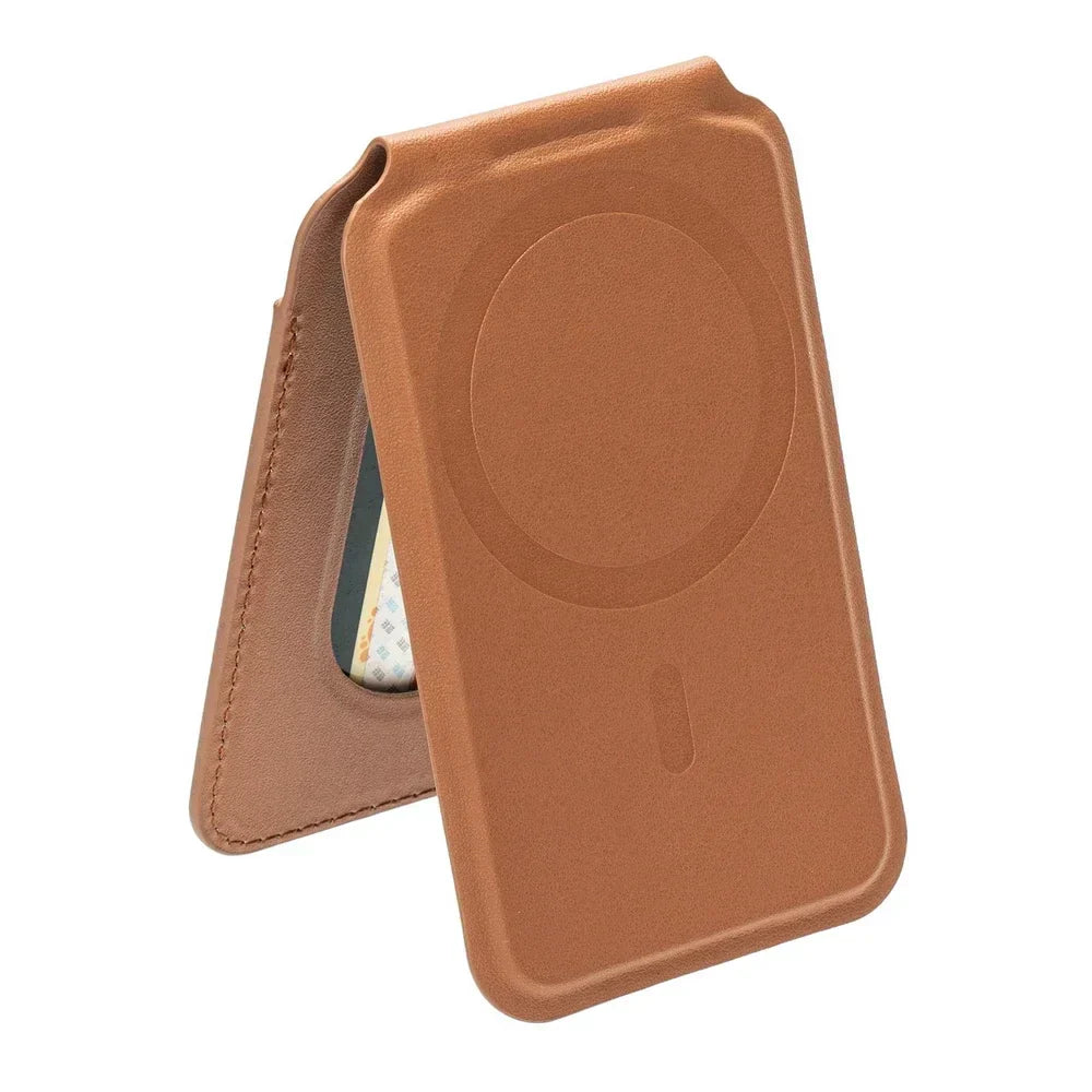 Vegan-Leather Magnetic Wallet Stand