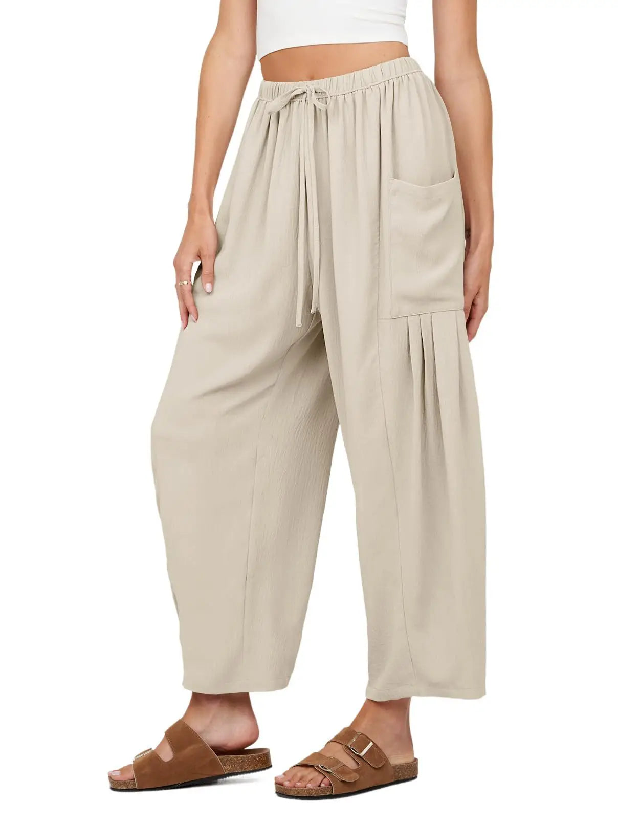 Women's Linen Wide Leg Pants with Pockets