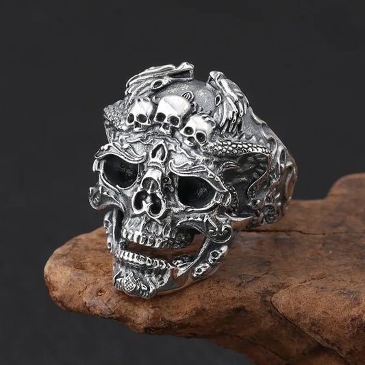 Sterling Silver Black Skull Ring
