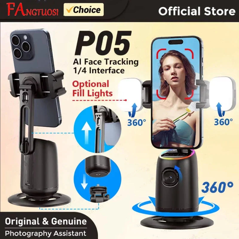 P03 Intelligent AI Face Recognition 360° Follow-up Anti-shake Mobile Phone Desktop Gimbal Stabilizer