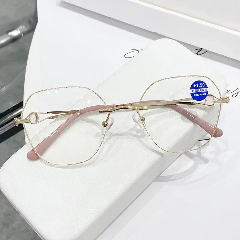 WOMEN'S DIAMOND RIMLESS ANTI-BLUE LIGHT PRESBYOPIA GLASSES