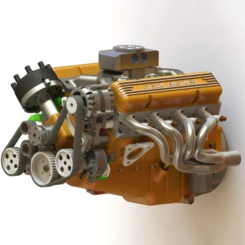 💪COOL💪CISON Gasoline OHV V8 Small-block Engine Model Kits 4-Stroke 44cc Water-Cooled 1/6