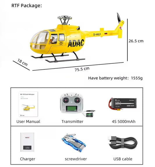 TOUCAN RC HOBBY Flywing BO105 RC Helicopter