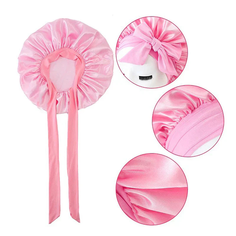 Double Layered Satin Night Caps Hair Care Bonnet