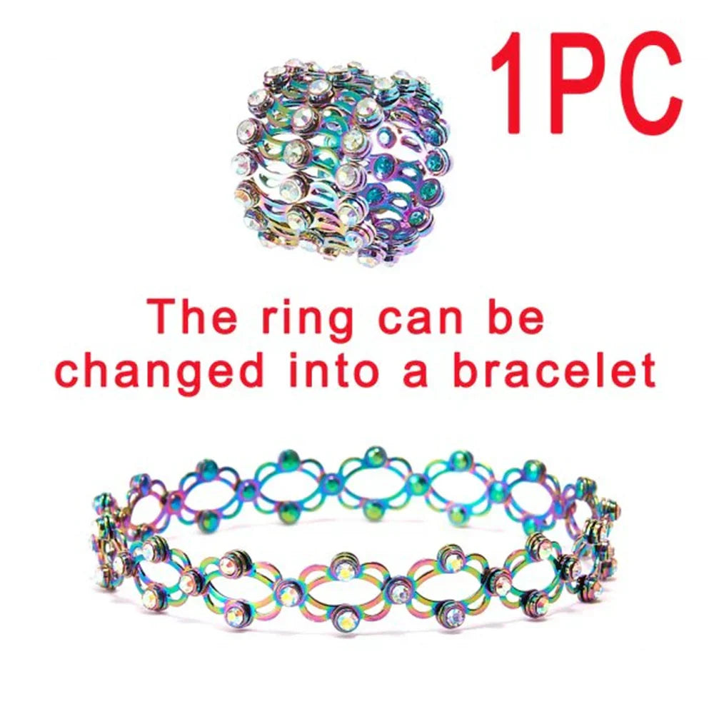 MINI Boutique Magic 2-in-1 Folding Retractable Ring Bracelet Telescopic Rings Change Bracelets Engagement Wedding Ring Dual-use Bracelet