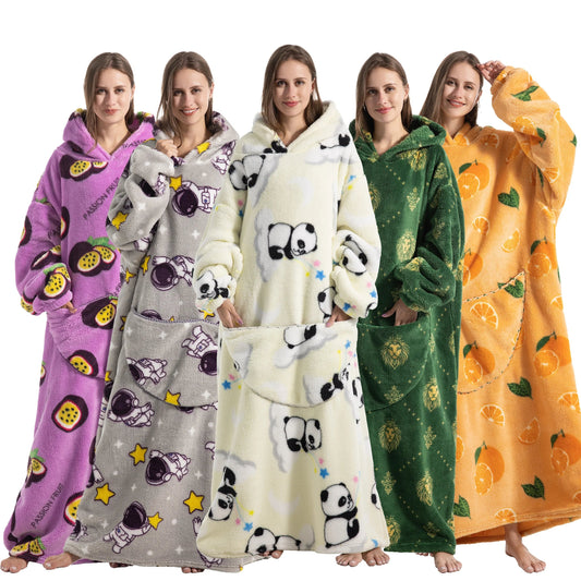 Cute Cartoon Print Hoodie Blanket