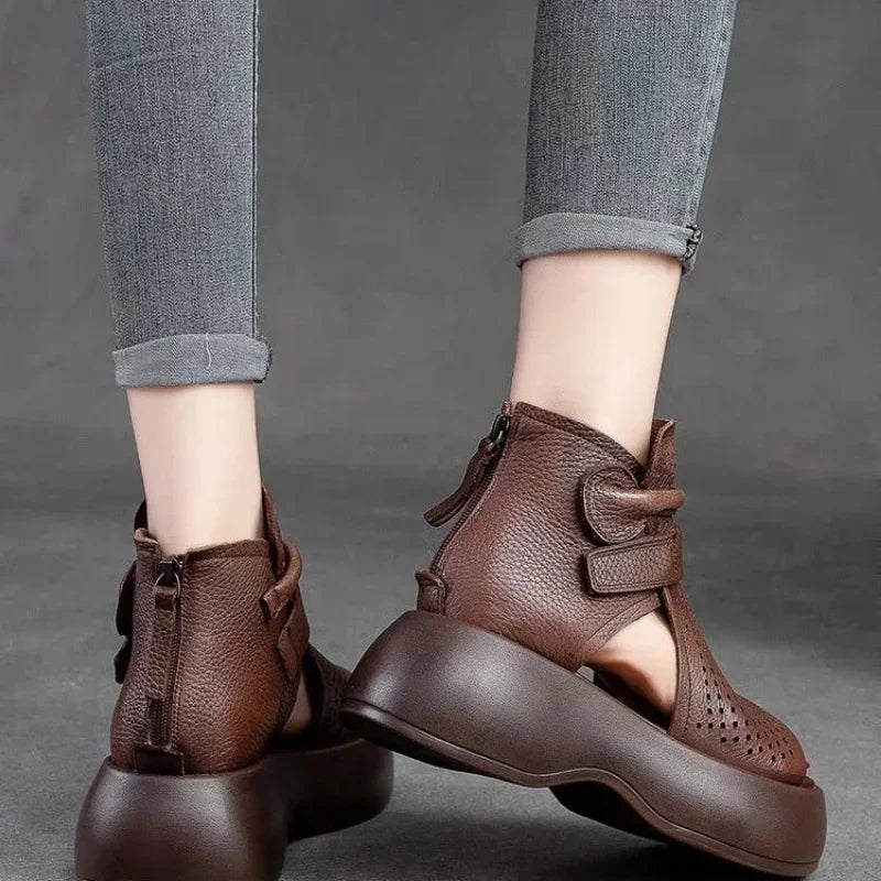 Women's Retro Soft PU Leather Sandalias