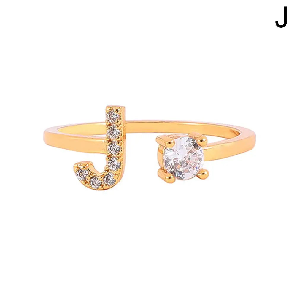 GOLD  - ADJUSTABLE RING "Initial Touch" + ROSE CASE