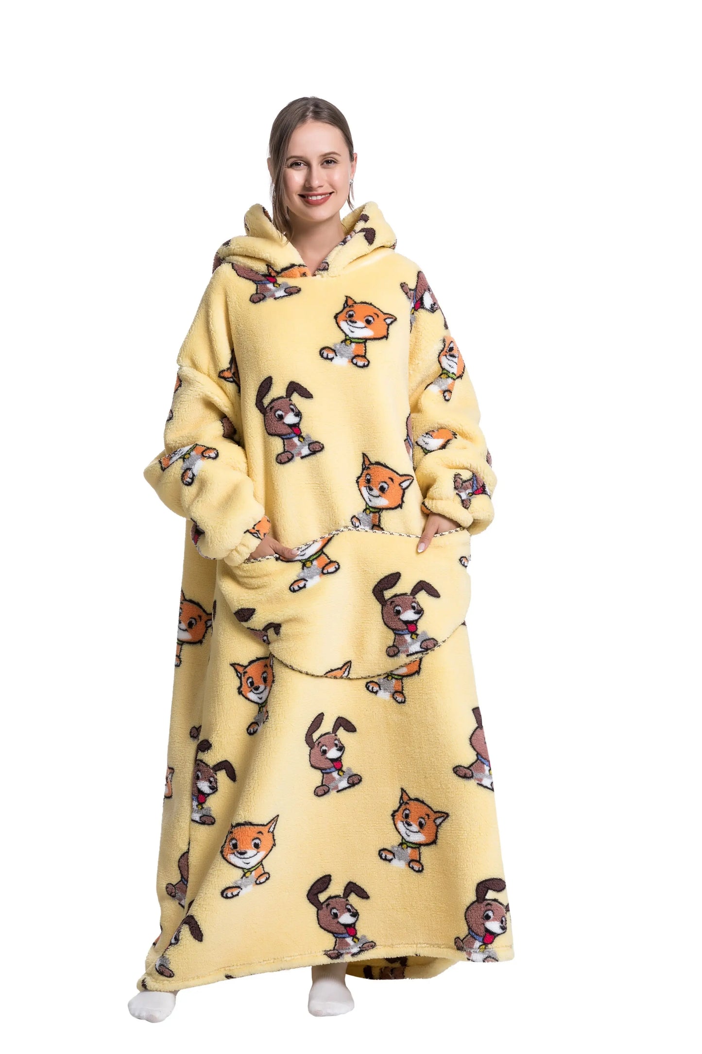 Cute Cartoon Print Hoodie Blanket