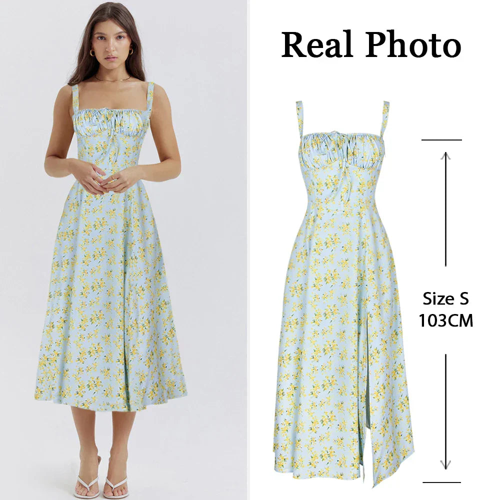 Floral Bustier Midriff Waist Shaper Dress
