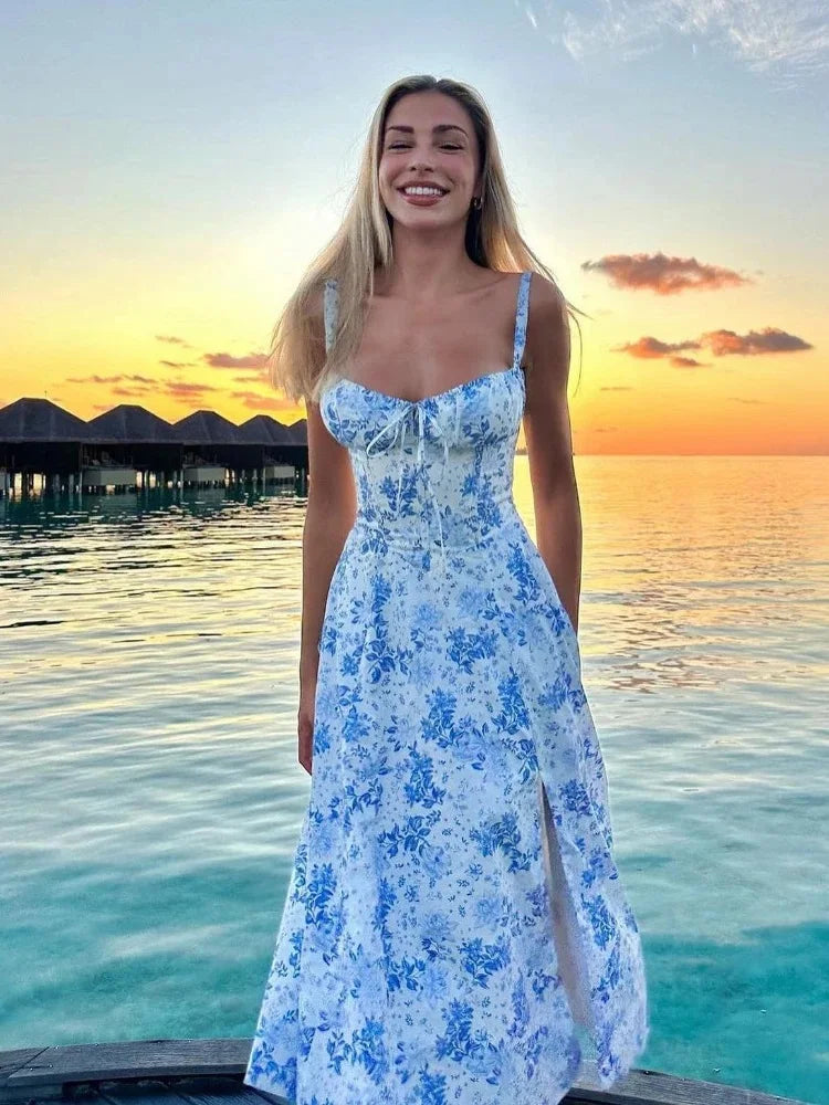 Floral Bustier Midriff Waist Shaper Dress