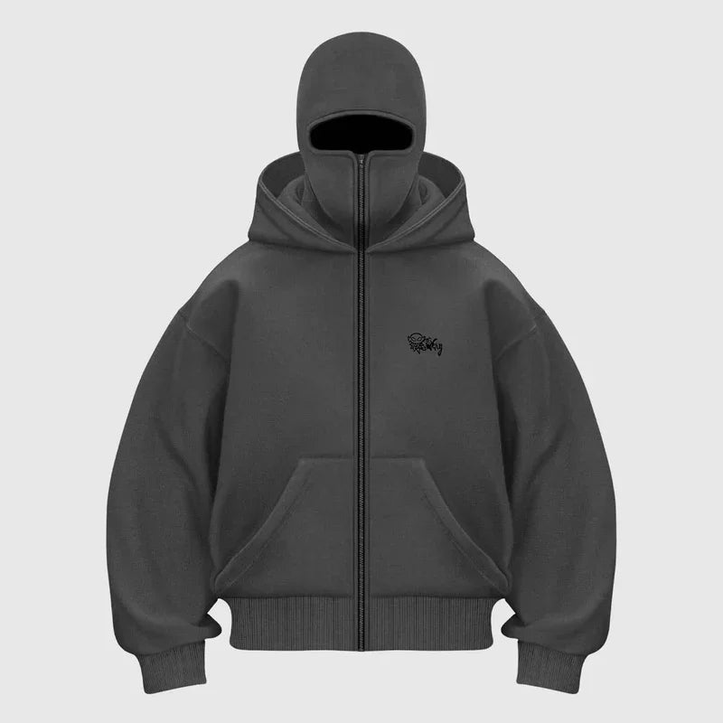 Trends Double layer hooded sweatshirt Mask Hoodie