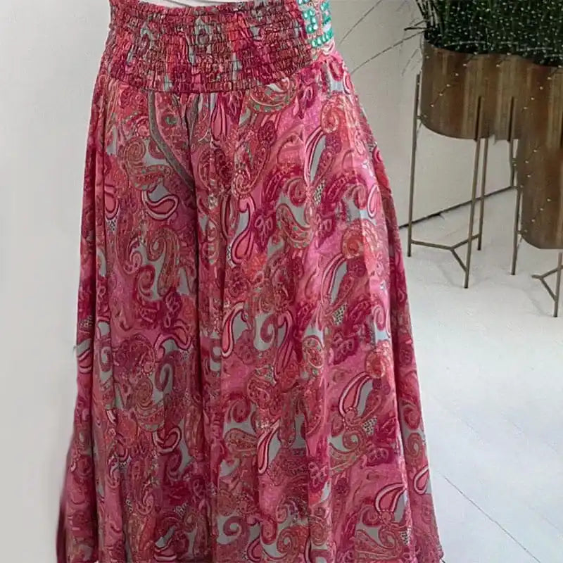 Printed casual wide-legged pants