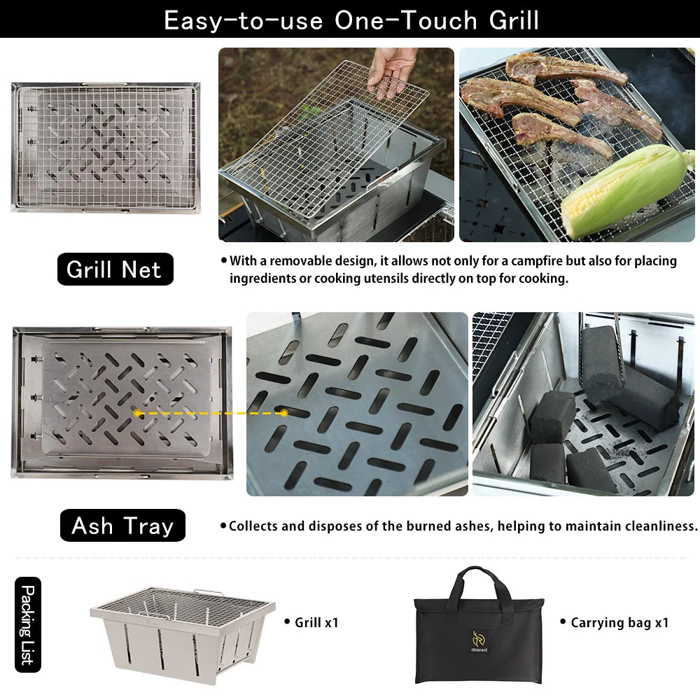 Pocket Stove Outdoor Portable Foldable Storage Indoor And Outdoor Stainless Steel Barbecue Grill