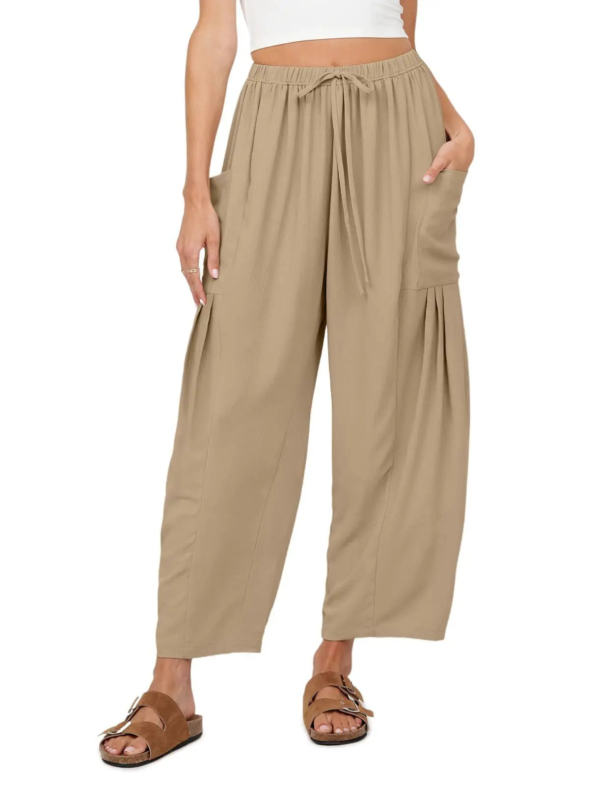 Women's Linen Wide Leg Pants with Pockets