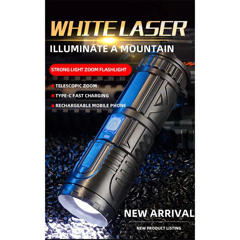 Strong light flashlight ultra -bright outdoor long -range laser multi -function flashlight
