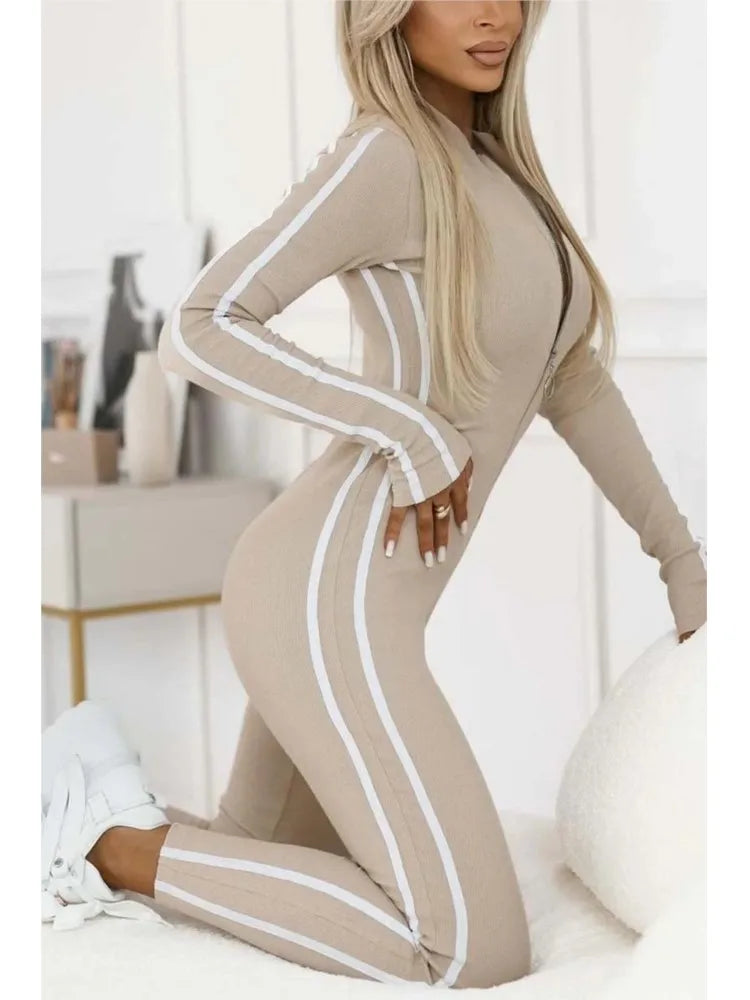 Women's Slim Fit Side Web Half-Zip Jumpsuit