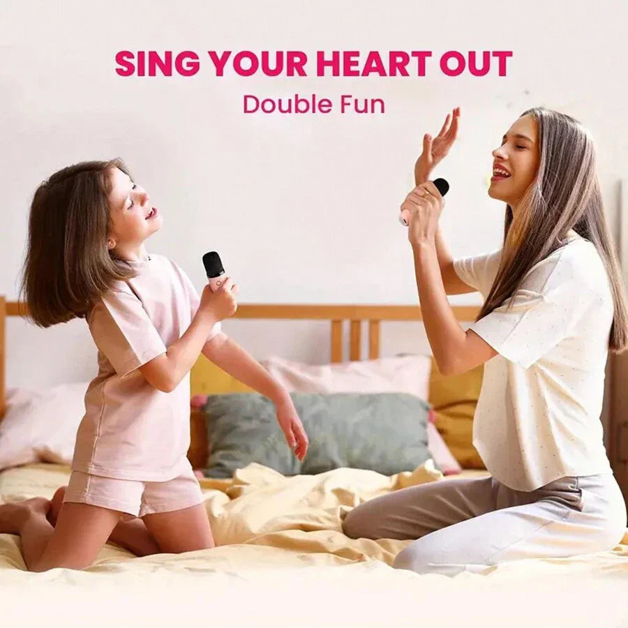 Mini Karaoke Machine With 2 Wireless Microphones