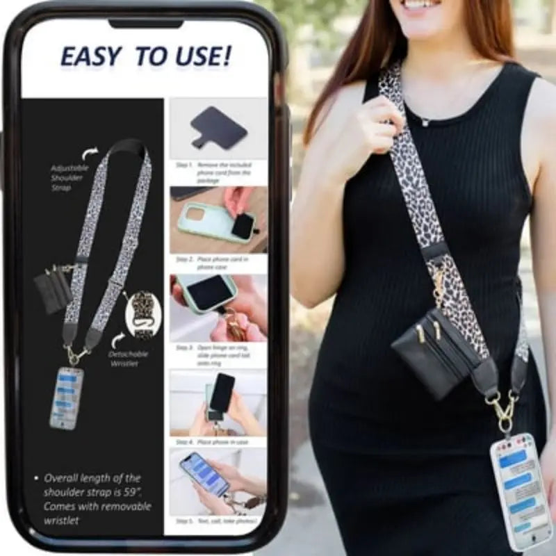 Phone Strap with Zippered Pouch
