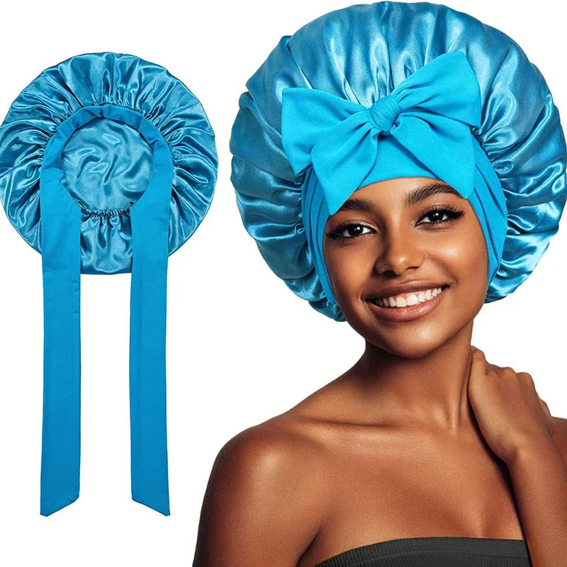 Double Layered Satin Night Caps Hair Care Bonnet