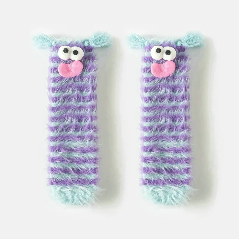 Warm Cozy Fluffy Cartoon Monster Socks