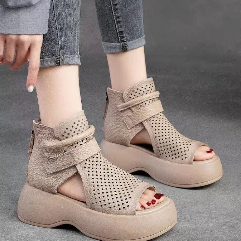 Women's Retro Soft PU Leather Sandalias