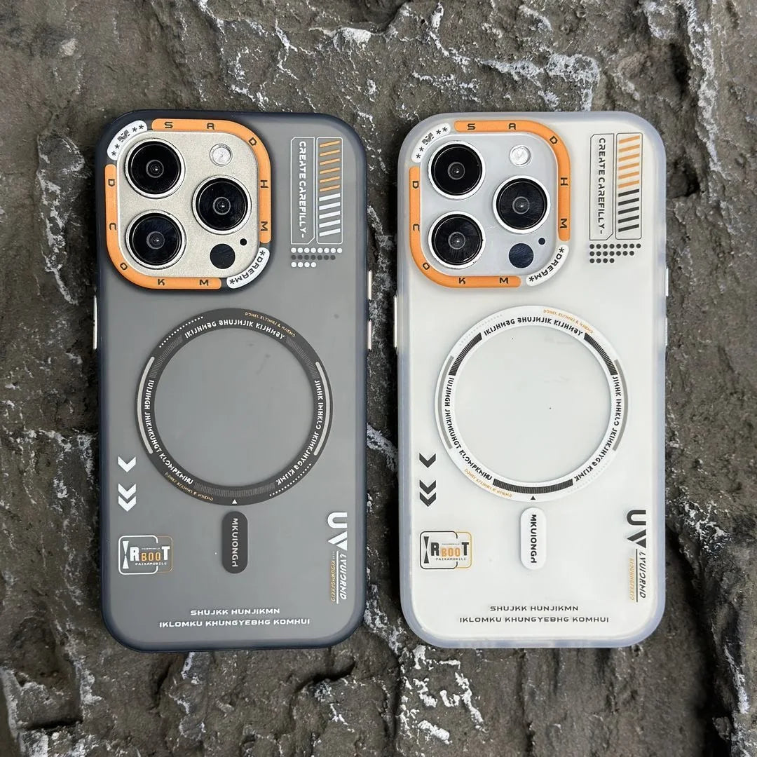 Tech style magnetic frosted mobile phone case