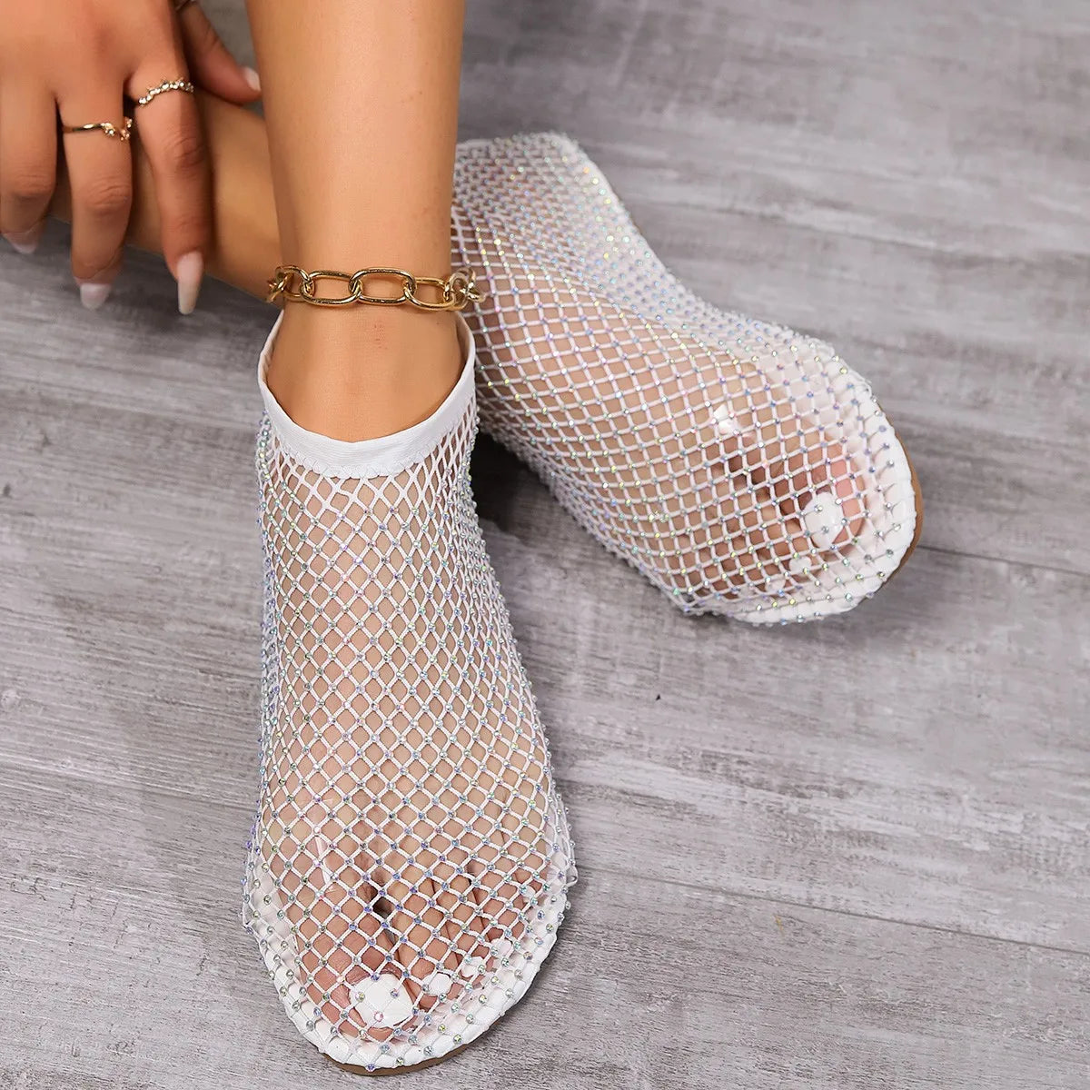 Vallova's RhyShine Mesh Chain Sandals