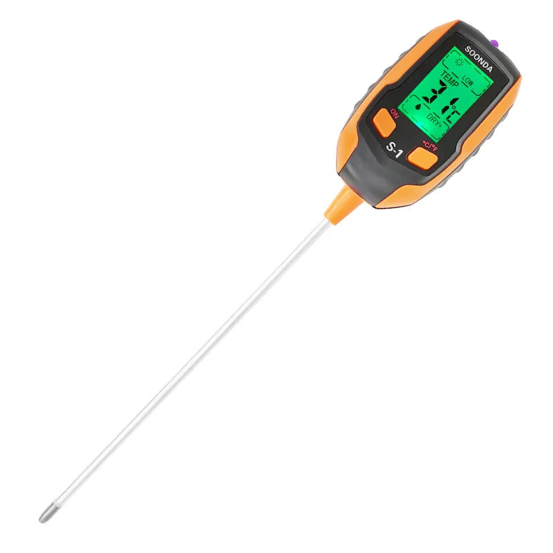 Digital 5-in-1 Soil Test Meter, large LCD screen, probe accurately quick measure, battery power supply