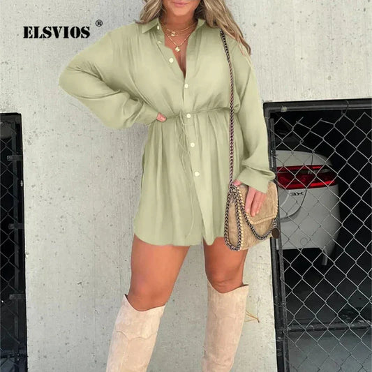 Women's Solid Color Long Sleeve Shirt Suit