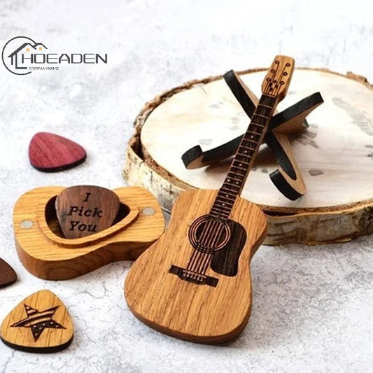 Wooden Acoustic Guitar Pick Box