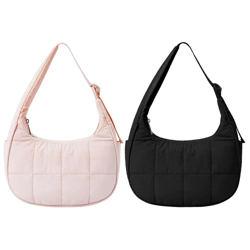 Small Puffer Crescent Shoulder Bag for Women