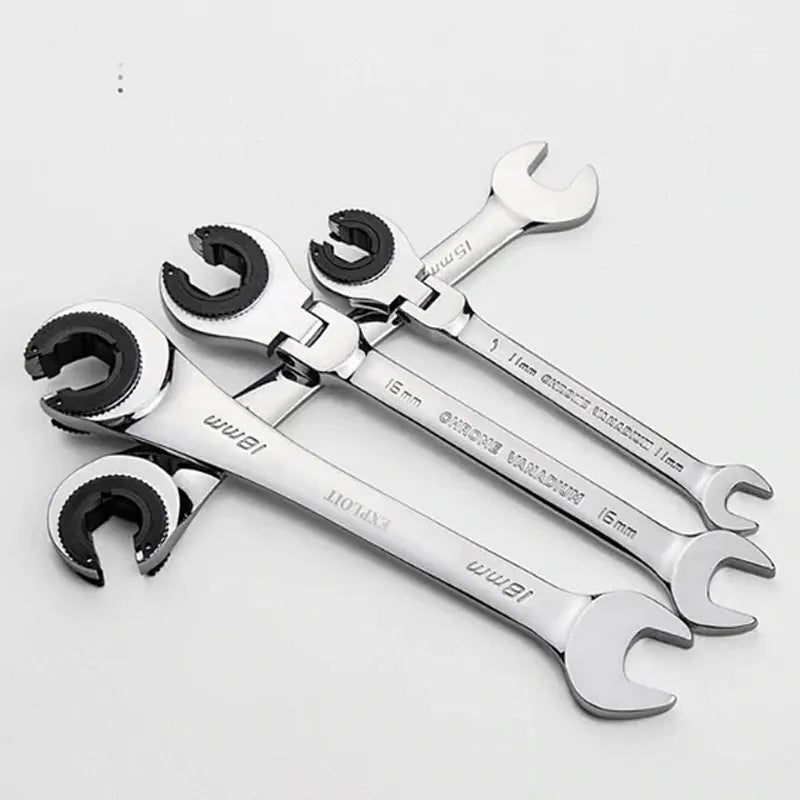 Open Tubing Ratchet Wrench (Fixed Head-Flexible Head 2 IN 1)
