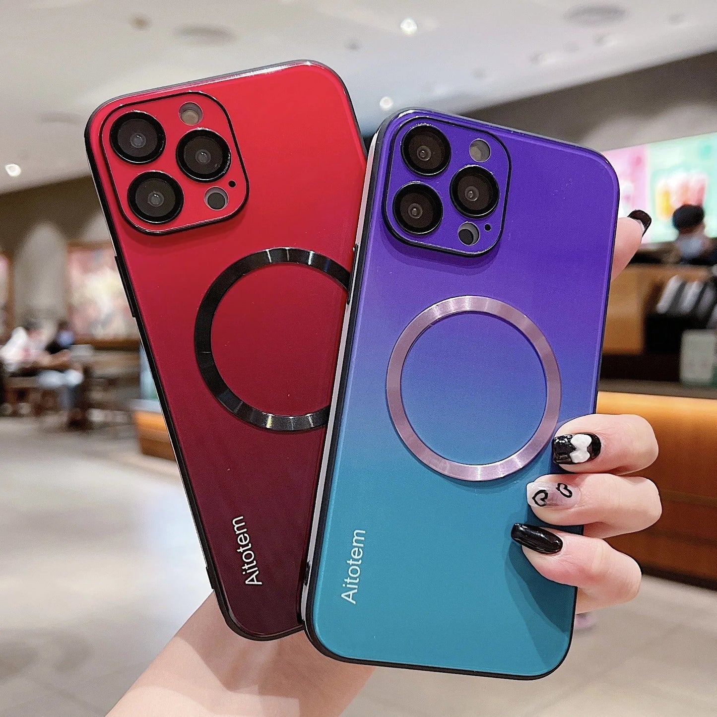 Gradient Magnetic Glass Protective Case For iPhone
