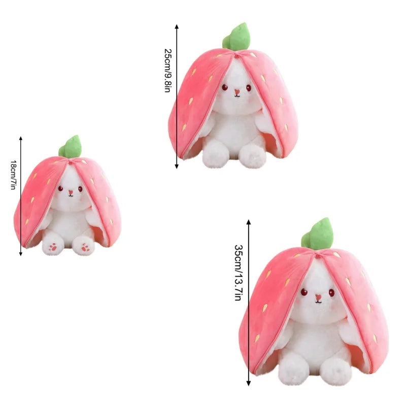 Strawberry Bunny Transformed into Little Rabbit Fruit Doll Plush Toy