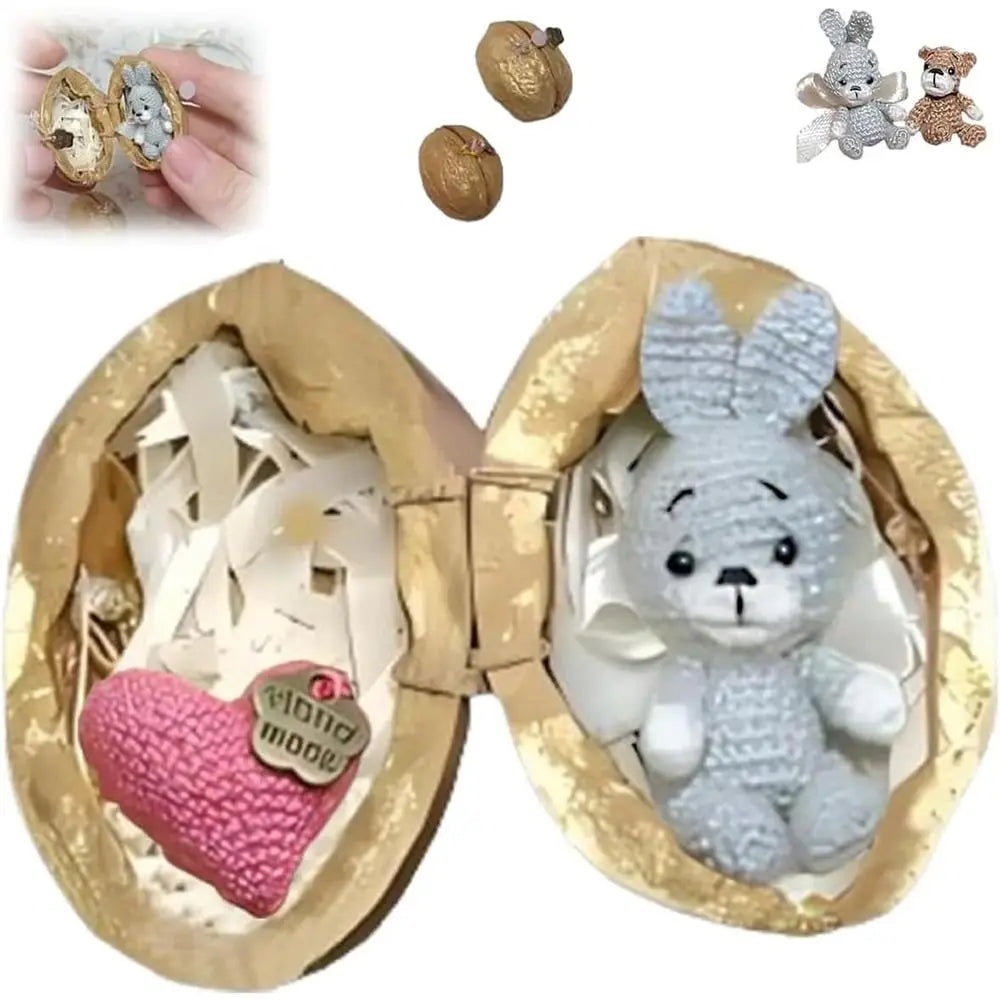 🐰🧸Handmade crochet animal in walnut shell