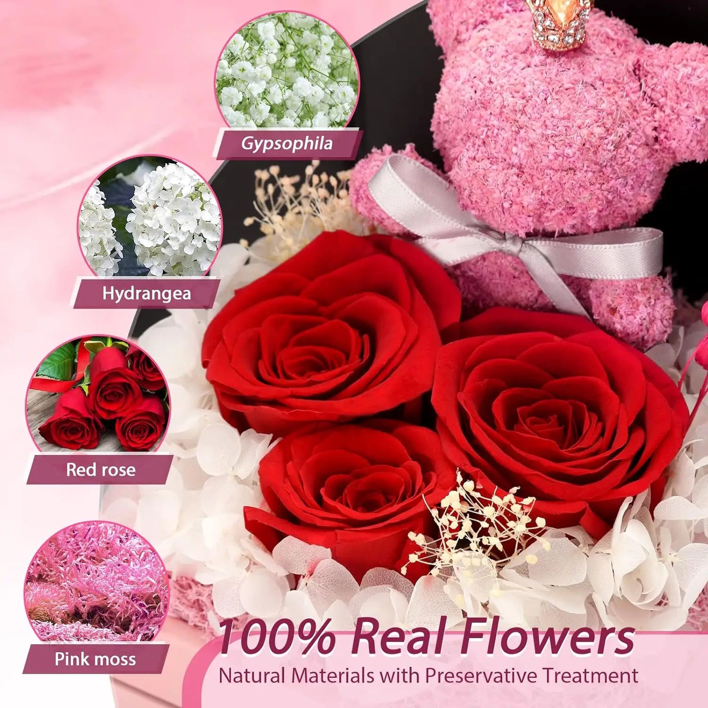 Double-door Preserved Flower Gift Box With Necklace