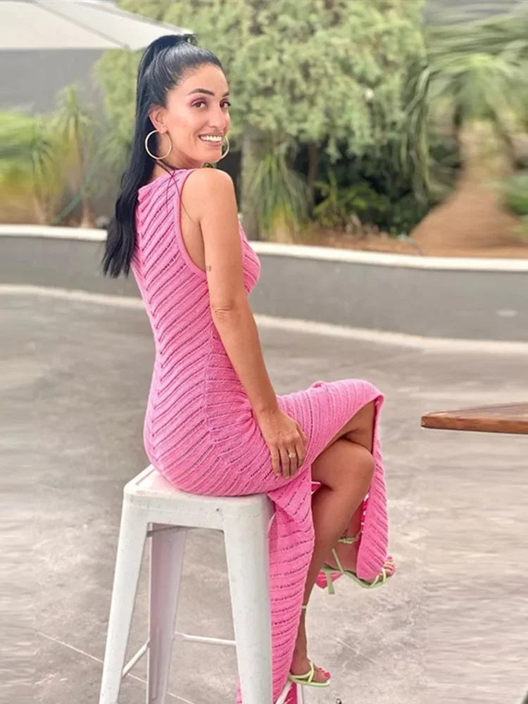 Elegant Split-Front Bodycon Sexy One-Step Dress