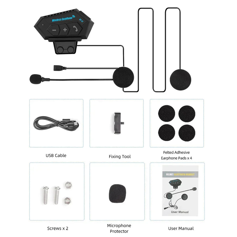 BT12 Motorcycle Helmet Bluetooth Headset