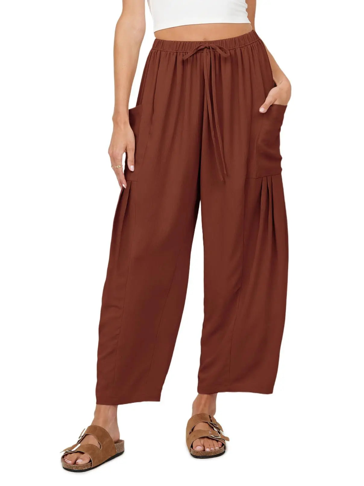 Women's Linen Wide Leg Pants with Pockets