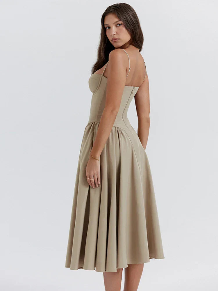 Sleeveless Corset Fit Midi Dress