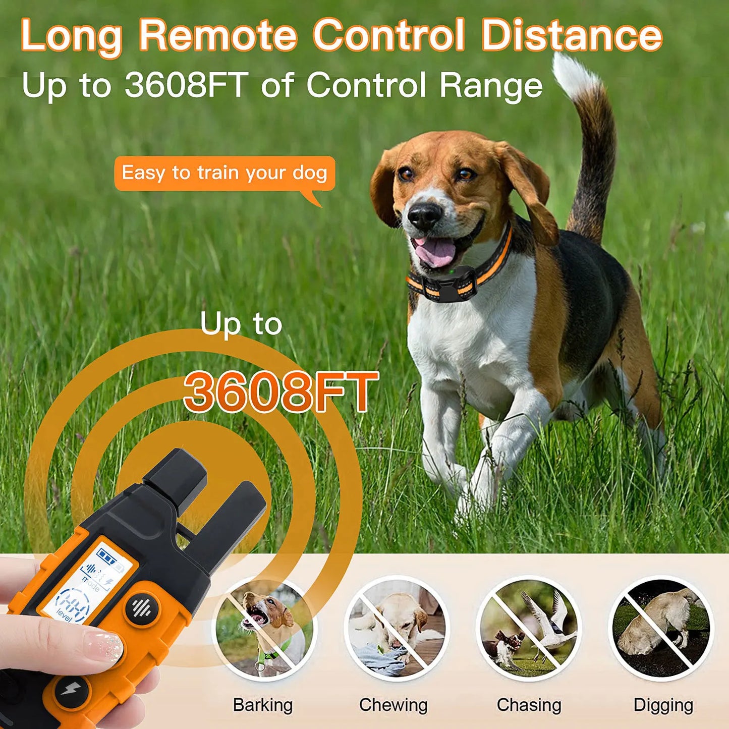 Dog Shock Collar - Training Collar with Remote for 5-120lbs Small Medium Large Dogs Rechargeable Waterproof e Collar with Beep (1-8), Shake(1-16), Safe Shock(1-99)