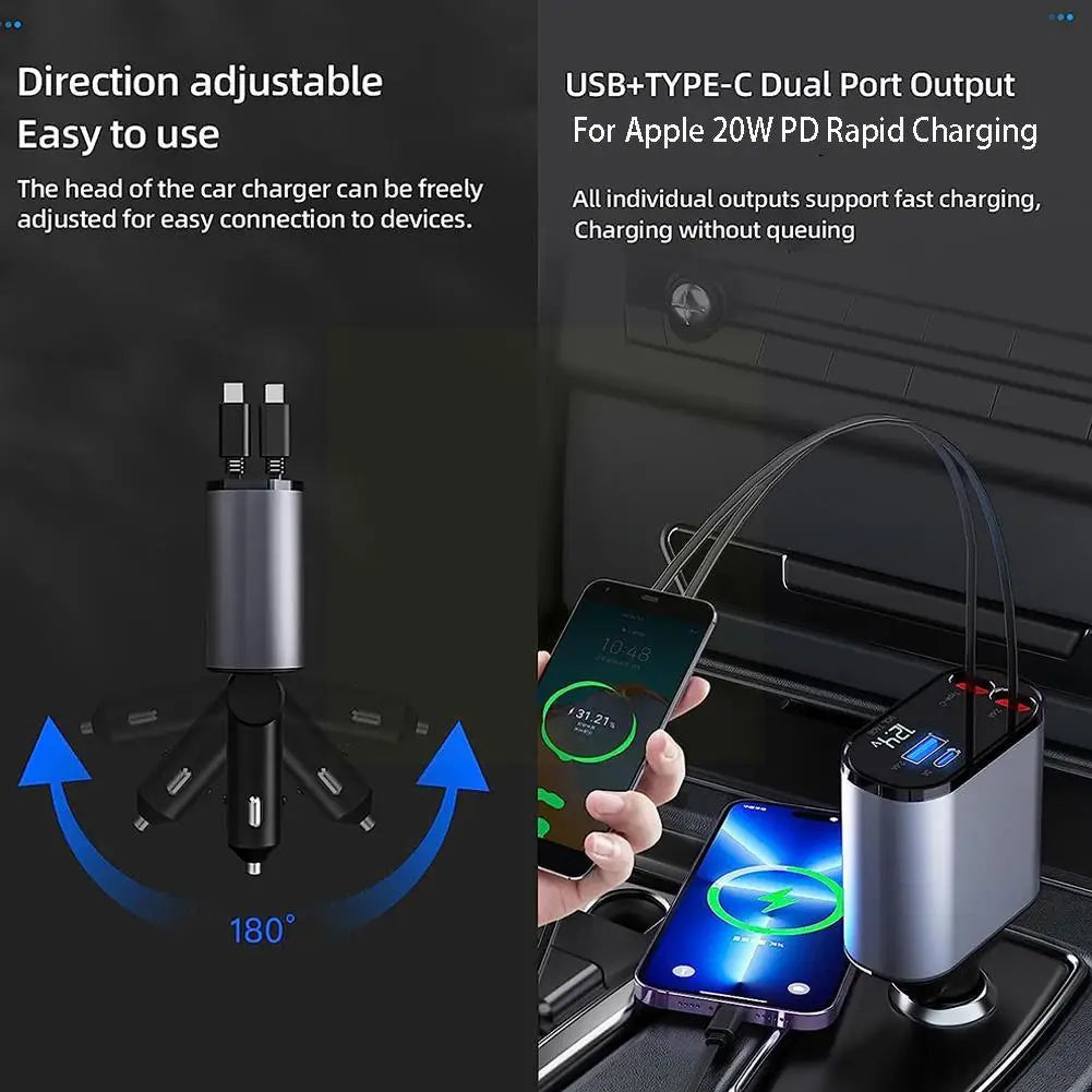 Fast Charge Retractable Car Charger