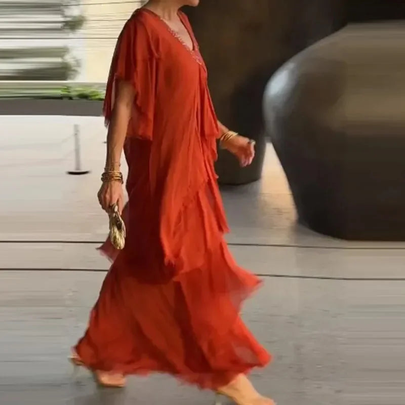 Elegant V-neck Maxi Dress