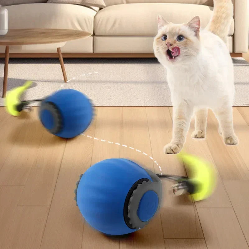 Speedy Tail 2.0 - Interactive Electric Rolling Ball with Teasing Tail – Smart Cat Toy for Indoor & Outdoor Fun