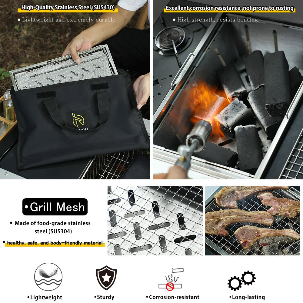 Pocket Stove Outdoor Portable Foldable Storage Indoor And Outdoor Stainless Steel Barbecue Grill