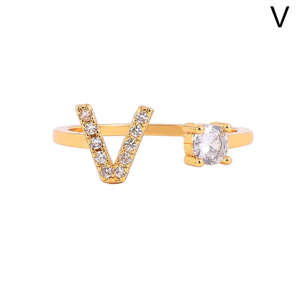 GOLD  - ADJUSTABLE RING "Initial Touch" + ROSE CASE